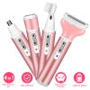 4 In 1 Women Electric Shaver Painless Rechargeable Hair Remover Eyebrow Nose Hair Cordless Trimmer Set