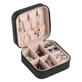 Portable Jewelry Storage Box Travel Earrings Necklace Ring Display Case Leather Storage Organizer Earring Holder Organizer (Ships From: China)